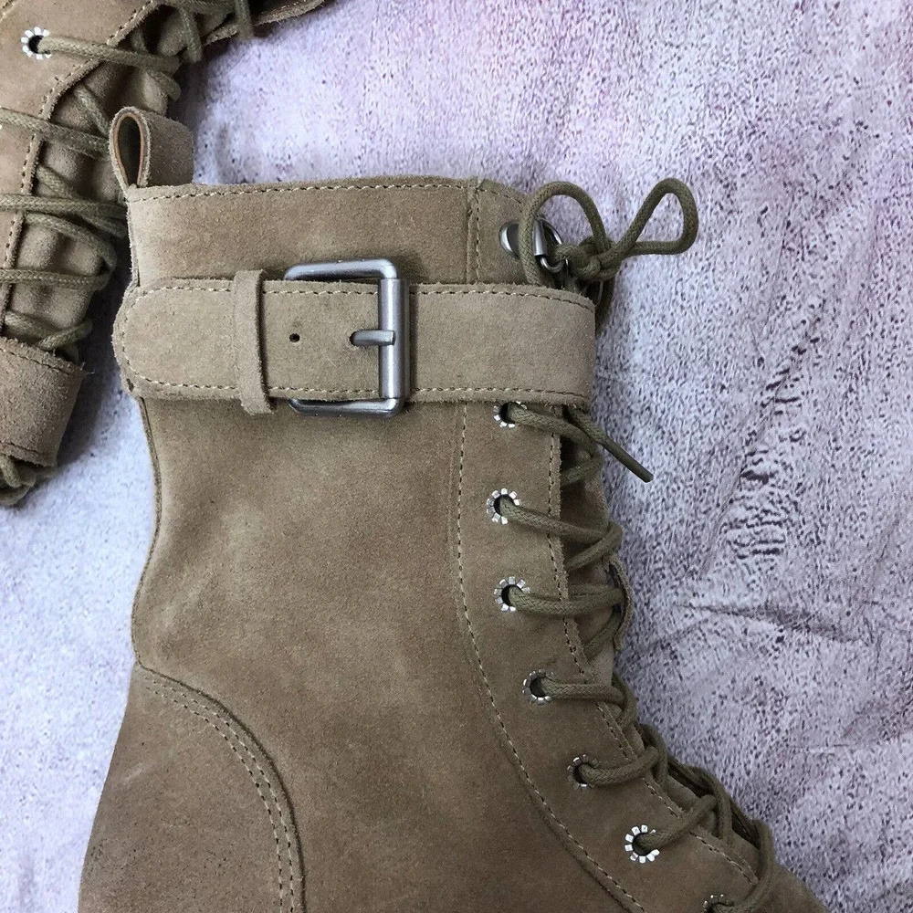 NEW Sam Edelman Womens Junip Combat Boots Size 6 Suede‎ Leather Lace Up FLAW